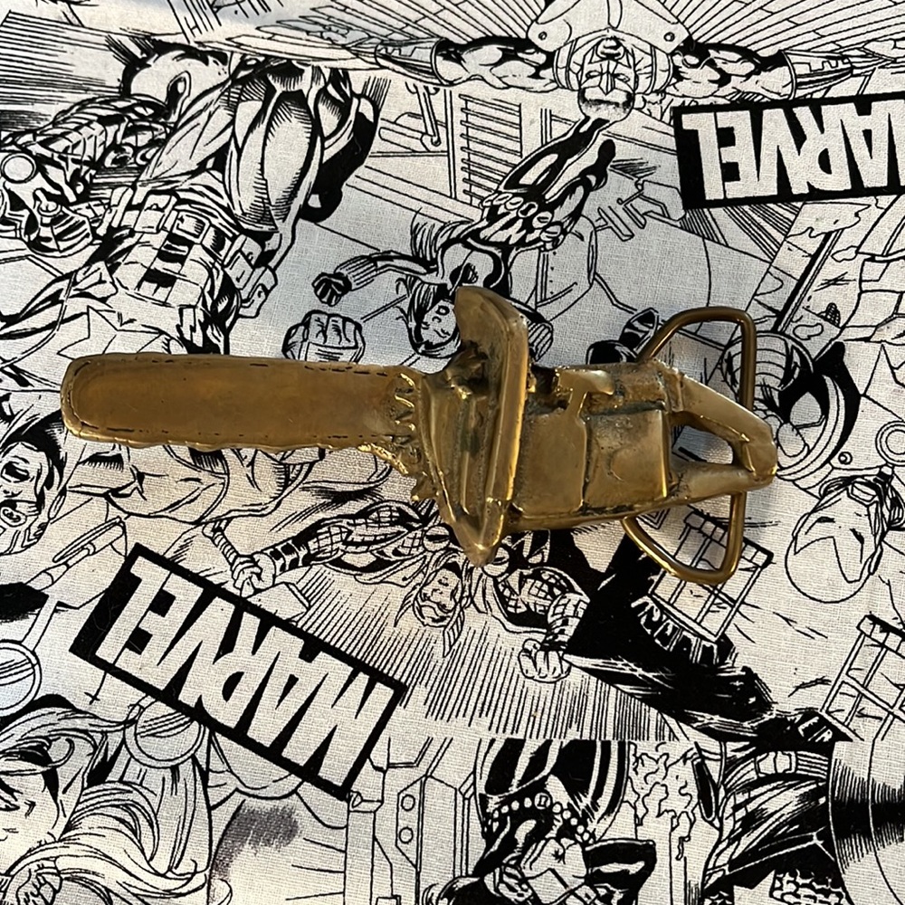 Vintage chain saw belt buckle